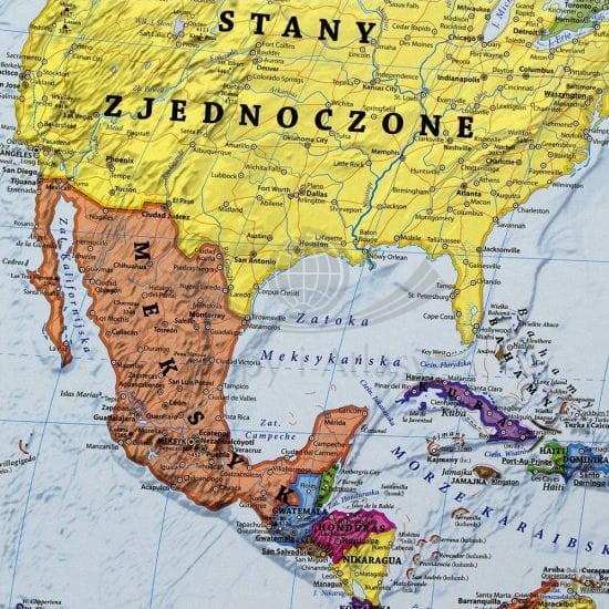 Świat. Naklejka XL, mapa ścienna polityczna. Fragment 4