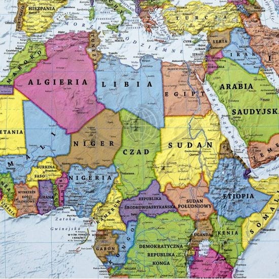 Świat. Naklejka XL, mapa ścienna polityczna. Fragment 5