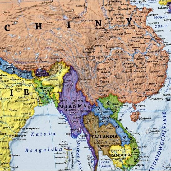 Świat. Naklejka XXL, mapa ścienna polityczna. Fragment 3