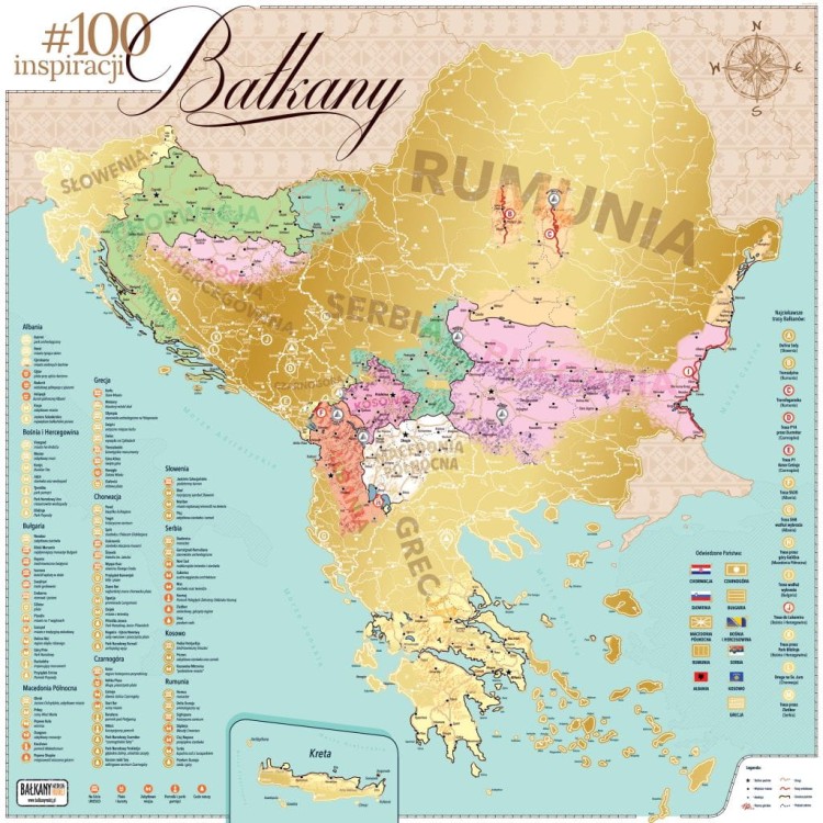 Bałkany. Mapa zdrapka. Częściowo zdrapana