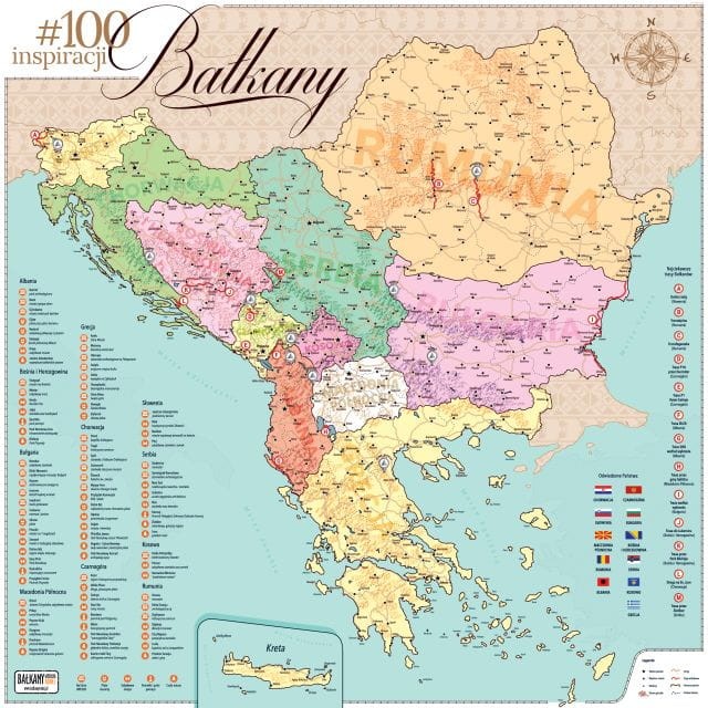 Bałkany. Mapa zdrapka. Całkowicie zdrapana