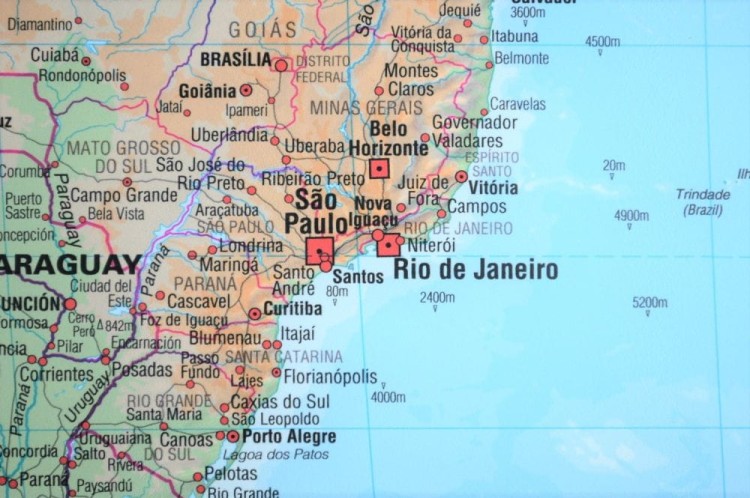 Świat 1:30 000 000. Mapa ścienna fizyczna świata. Fragment 4