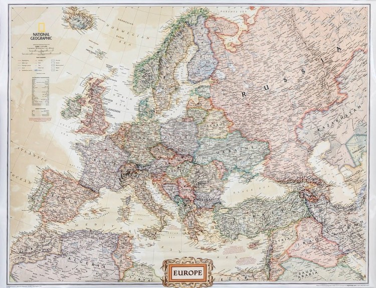 Europa 1:5 419 000. Mapa ścienna ekskluzywna. Laminat matowy. Wydawnictwo: National Geographic