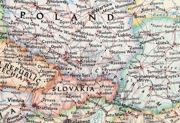 Europa 1:5 419 000. Mapa ścienna ekskluzywna. Laminat matowy. Wydawnictwo: National Geographic. Fragment 4