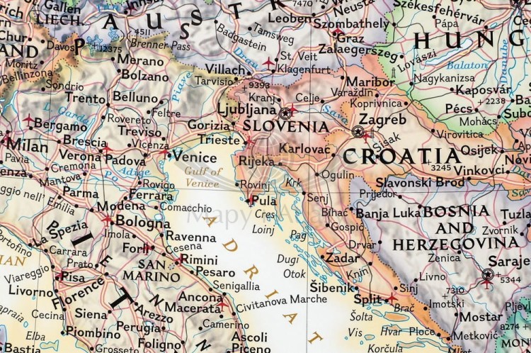 Europa 1:5 419 000. Mapa ścienna ekskluzywna. Laminat matowy. Wydawnictwo: National Geographic. Fragment 5