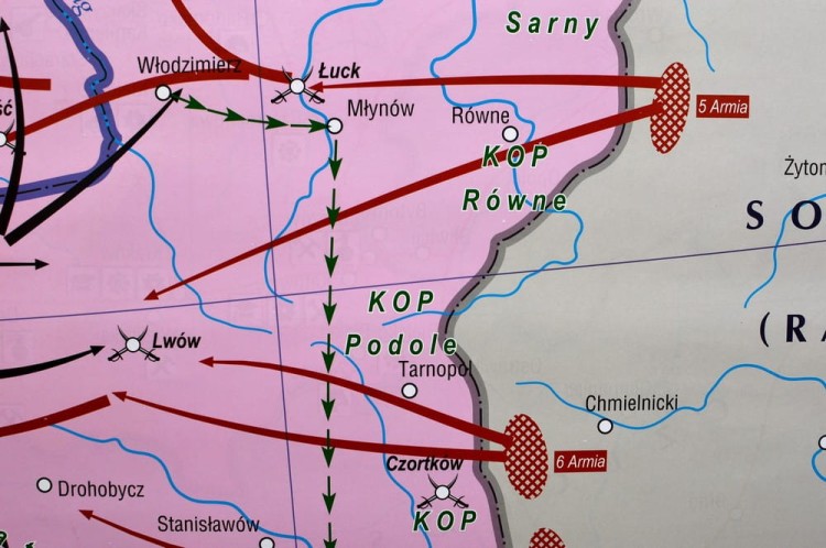 Wojna obronna Polski w 1939 roku. Szkolna mapa ścienna. Fragment 5