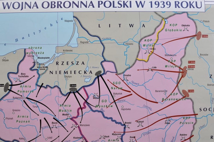 Wojna obronna Polski w 1939 roku. Szkolna mapa ścienna. Fragment 1