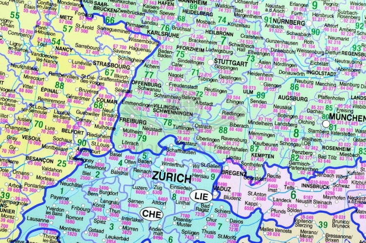 Europa 1:3 000 000. Mapa kodowa magnetyczna. Rama alu SLIM. Fragment 1