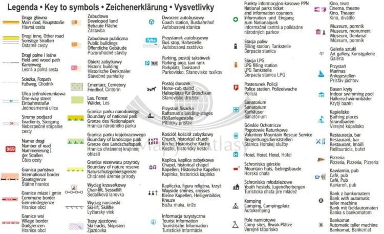 Pieniński Park Narodowy. Laminowana mapa turystyczna wydawnictwa Gauss. Legenda 1