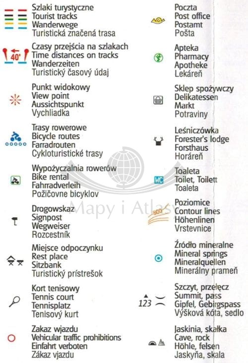 Pieniński Park Narodowy. Laminowana mapa turystyczna wydawnictwa Gauss. Legenda 2