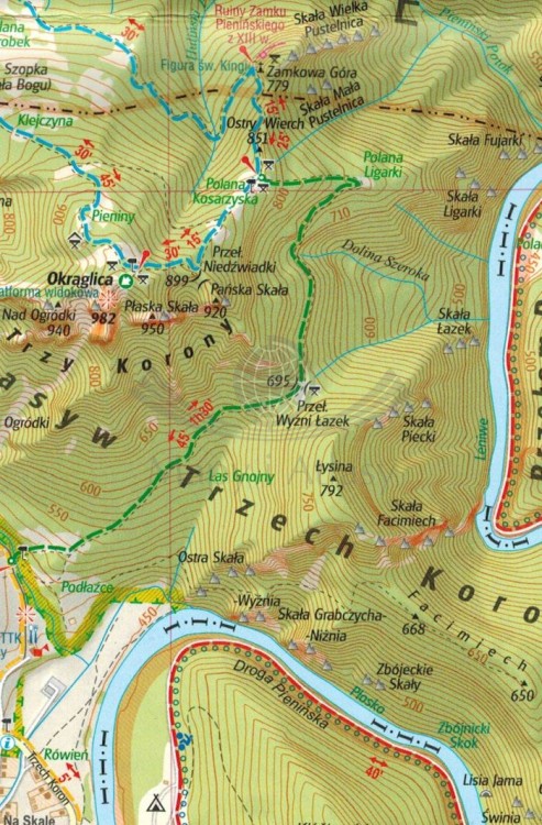 Pieniński Park Narodowy. Laminowana mapa turystyczna wydawnictwa Gauss. Fragment 2