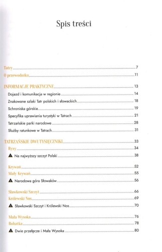 Tatrzańskie dwutysięczniki. Przewodnik wydawnictwa Bezdroża. Spis treści 1