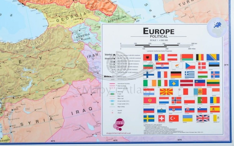 Europa 1:4 300 000. Mapa polityczno-drogowa. Rama alu SLIM. Fragment 6