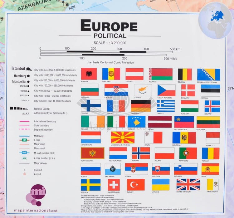 Europa 1:3 200 000. Mapa polityczno-drogowa. Rama alu SLIM. Legenda