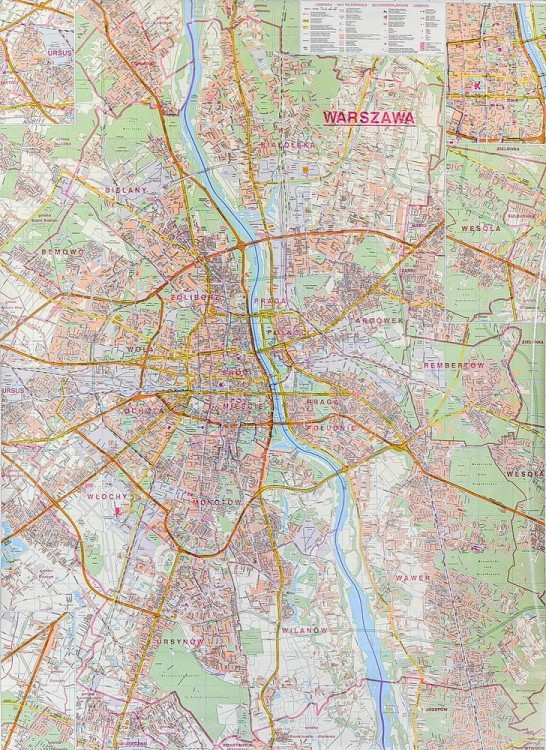 Warszawa 1:26 000. Mapa / Plan miasta. Rama alu SLIM