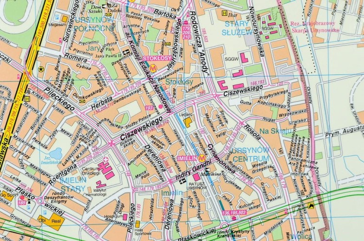 Warszawa 1:26 000. Mapa / Plan miasta. Rama alu SLIM. Fragment 1