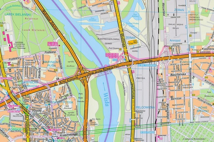 Warszawa 1:26 000. Mapa / Plan miasta. Rama alu SLIM. Fragment 2