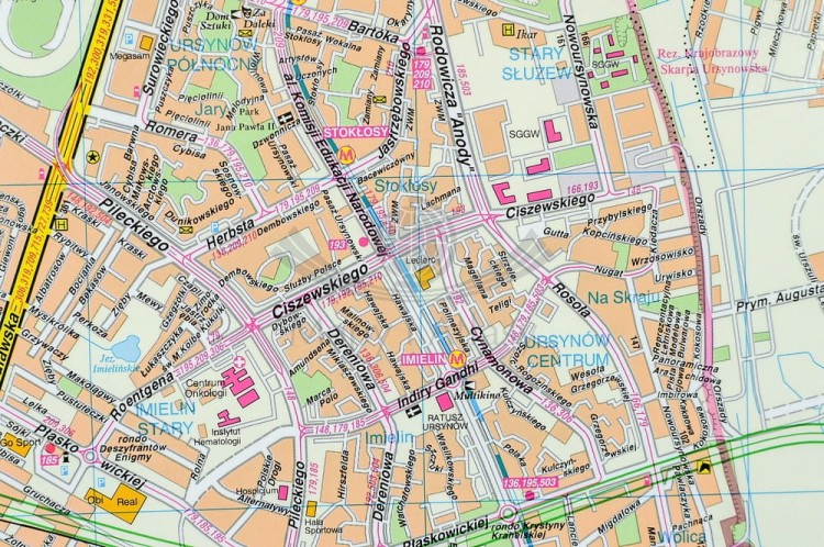 Warszawa 1:26 000. Mapa do wpinania. Rama alu SLIM. Fragment 1