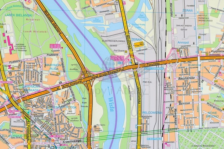 Warszawa 1:26 000. Mapa do wpinania. Rama alu SLIM. Fragment 2