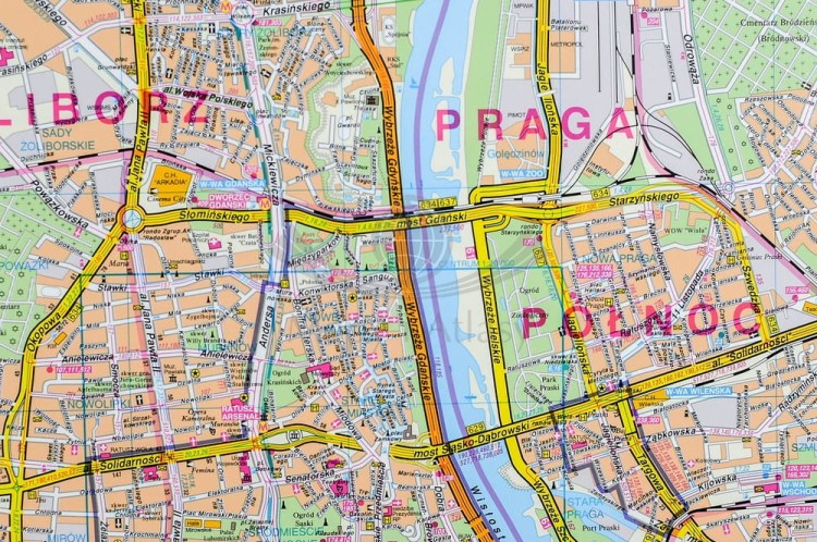 Warszawa 1:26 000. Mapa do wpinania. Rama alu SLIM. Fragment 4