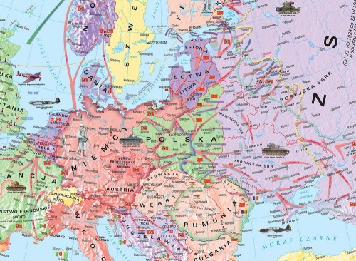 II Wojna Światowa 1939-1942. Mapa ścienna wydawnictwa Meridian. Fragment 1