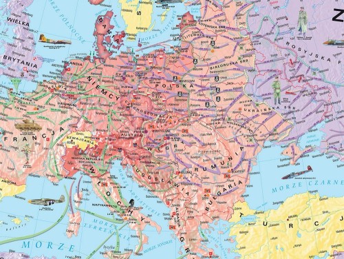 II Wojna Światowa 1943-1945. Mapa ścienna wydawnictwa Meridian. Fragment 1