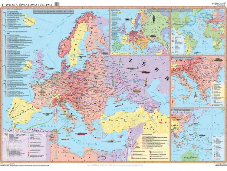 II Wojna Światowa 1943-1945. Mapa ścienna wydawnictwa Meridian