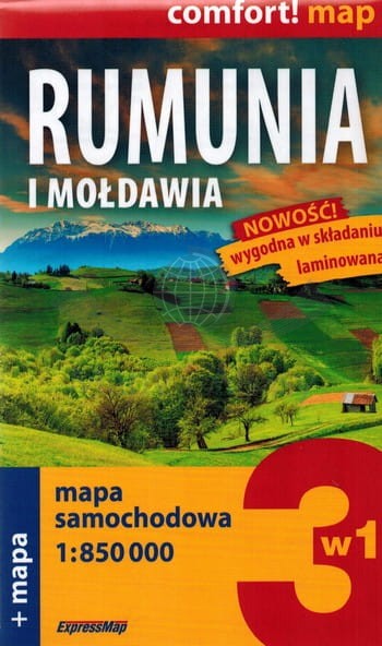 Rumunia i Mołdawia 3 w 1. Przewodnik, atlas i laminowana mapa wydawnictwa EspressMap. Mapa - okładka
