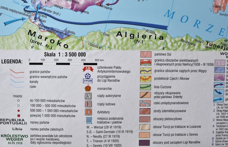 Europa w latach 1919-1939. Mapa ścienna wydawnictwa Meridian. Fragment 9