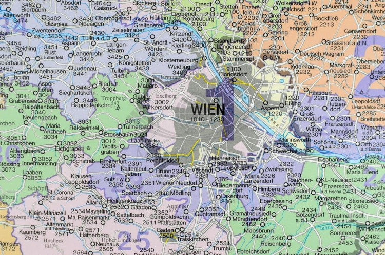 Austria 1:500 000. Mapa ścienna kodowa wydawnictwa Freytag & Berndt. Fragment 1