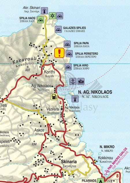 Zakynthos / Zakintos. Mapa samochodowo-turystyczna wydawnictwa Freytag & Berndt. Fragment