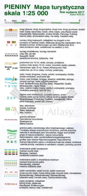 Pieniny Polskie i Słowackie. Laminowana mapa turystyczna wydawnictwa WIT. Legenda 1