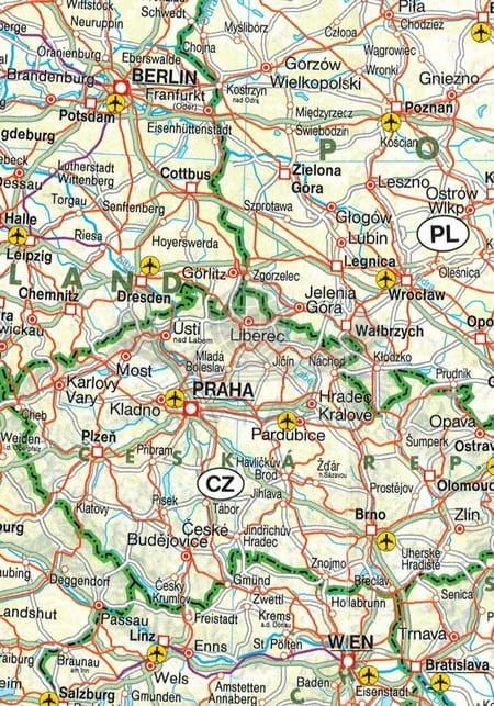 Europa 1:5 500 000. Mapa ścienna kolejowa, promy. Wydawnictwo: Freytag & Berndt. Fragment 3