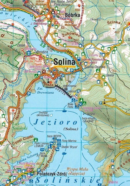 Góry Sanocko-Turczańskie. Okolice Sanoka. Mapa turystyczna wydawnictwa Compass. Fragment 2