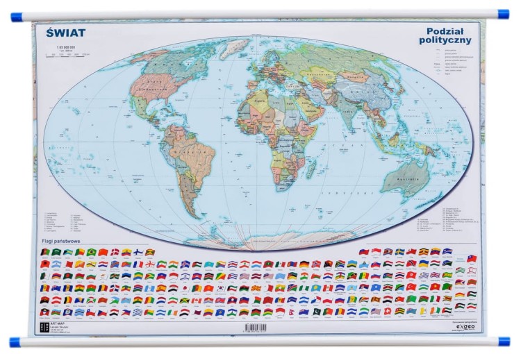 Świat. Mapa polityczna i fizyczna. Mapa ścienna. Pierwsza strona