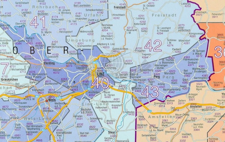 Austria 1:620 000. Mapa kodowa w wersji magnetycznej wydawnictwa Stiefel. Fragment 2