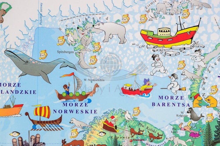 Świat w obrazkach. Mapa ścienna dla dzieci. Wydawnictwo Piętka. Fragment 2