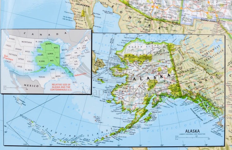 USA 1:4 561 000. Mapa polityczna w ramie drewnianej. Wydawnictwo: National Geographic. Fragment 9