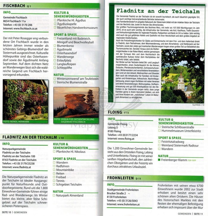 Grazer Bergland, Schockl, Almenland-Teichalm, Stubenbergsee. Mapa turystyczna WK 131 wydawnictwa Freytag & Berndt. Informator - przykładowe strony 1