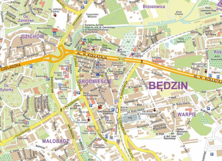 Będzin 1:8 700. Mapa ścienna. Fragment 3