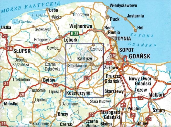 Szwajcaria Kaszubska 1: 50 000. Mapa turystyczna wydawnictwa Galileos. Zasięg