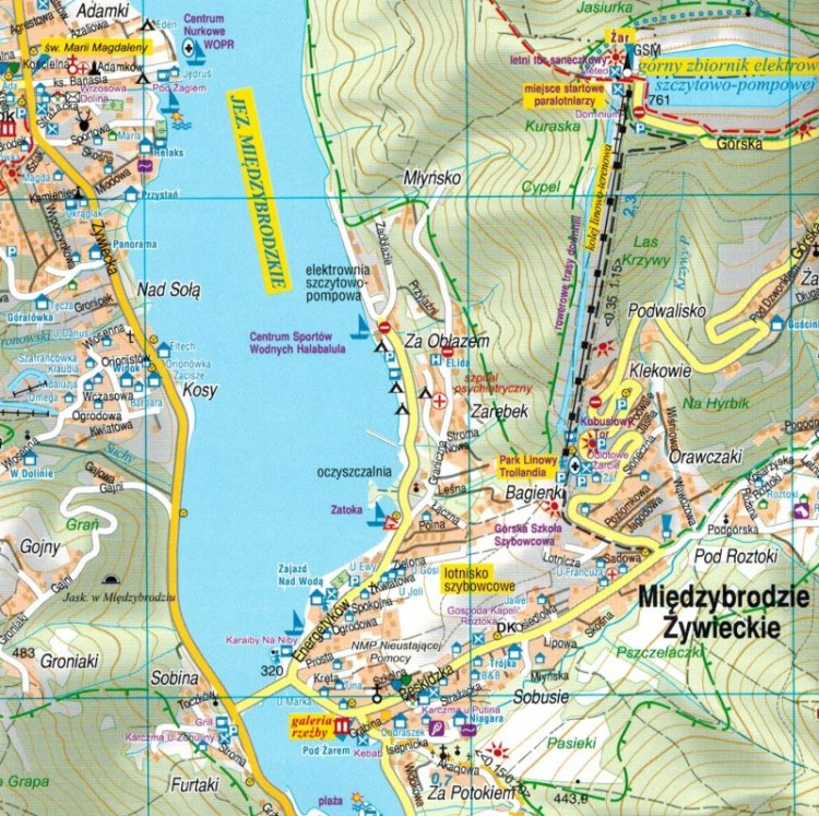 Szczyrk, Żywiec i okolice 1:25 000. Plan miasta / Mapa turystyczna wydawnictwa Galileos. Fragment 1