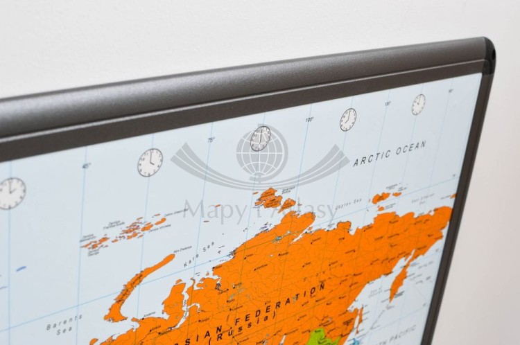 Świat. Mapa polityczna. Wersja na korku w ramie aluminiowej. Rama - fragment 1