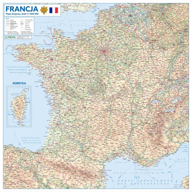 Francja 1:1 000 000. Mapa ścienna drogowa
