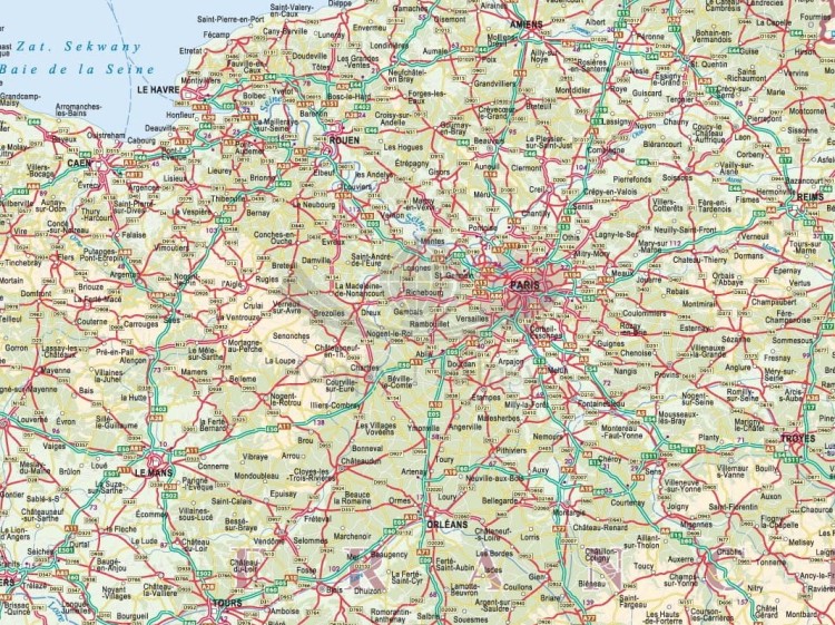 Francja 1:1 000 000. Mapa ścienna drogowa. Fragment 1