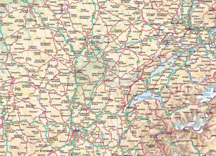 Francja 1:1 000 000. Mapa ścienna drogowa. Fragment 2