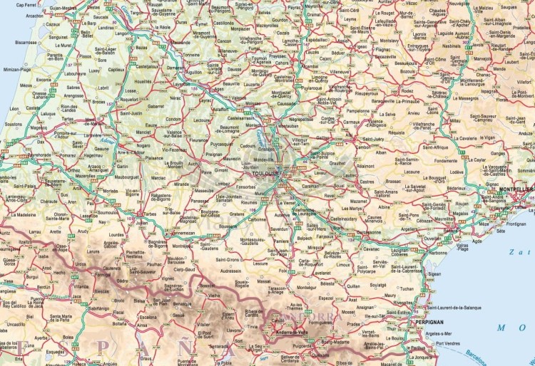 Francja 1:1 000 000. Mapa ścienna drogowa. Fragment 4