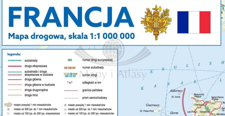 Francja 1:1 000 000. Mapa ścienna drogowa. Legenda