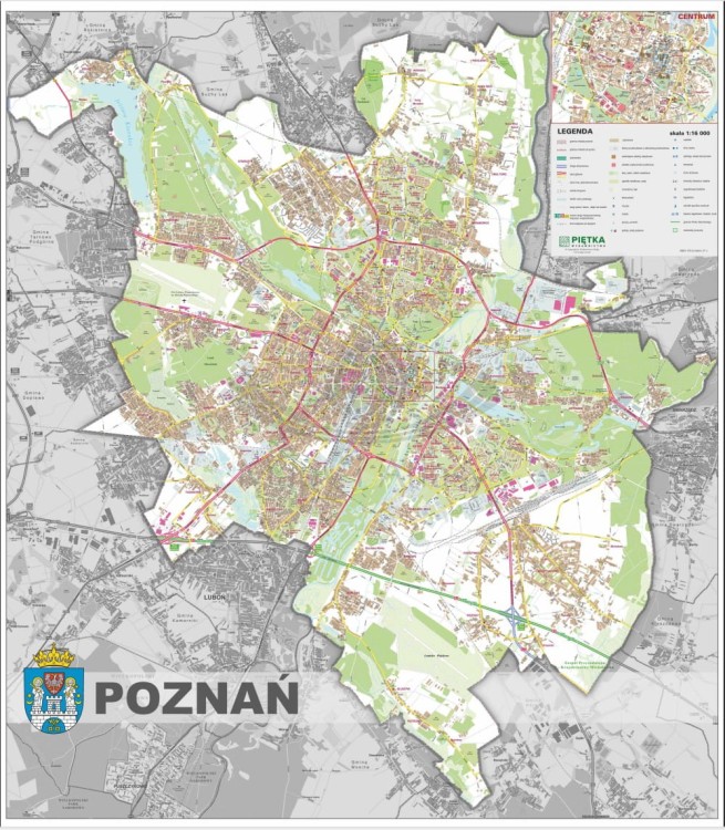 Poznań 1:16 000. Mapa ścienna