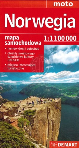 Norwegia 1:1 100 000. Mapa samochodowa wydawnictwa Demart. Okładka
